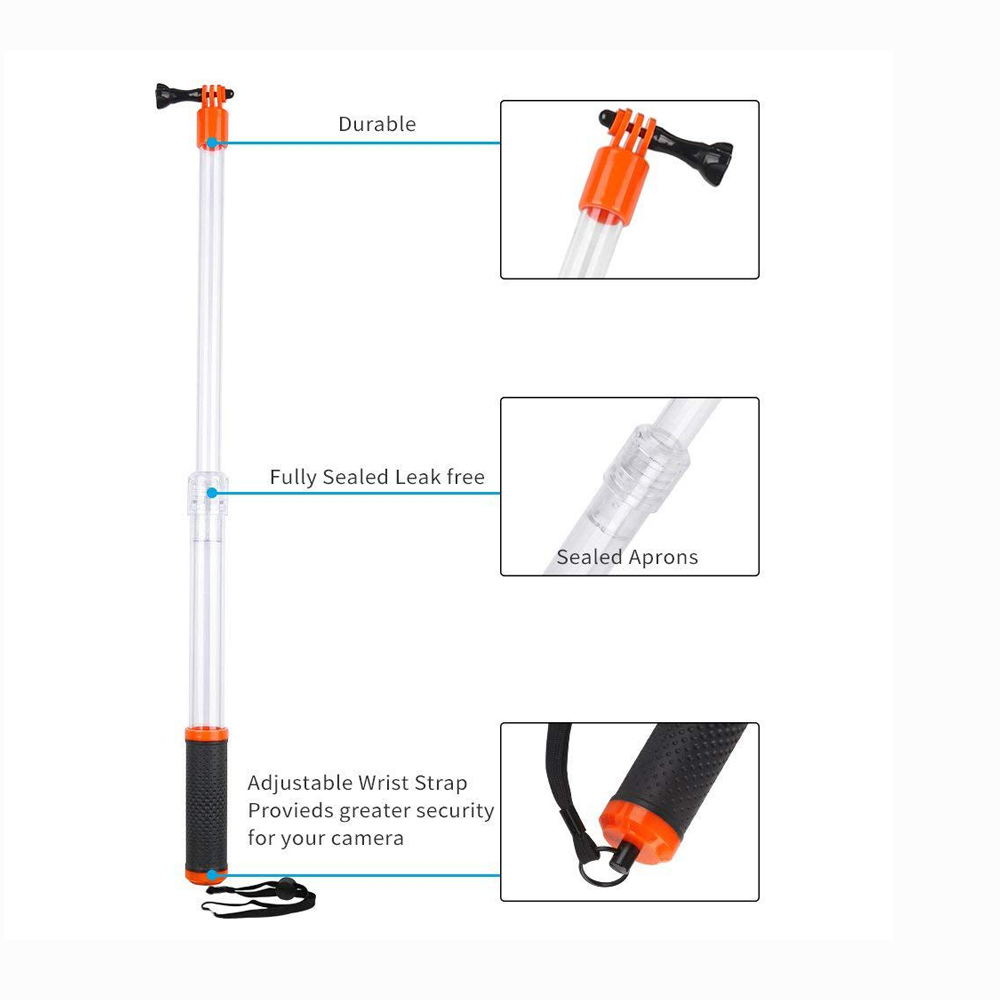 Bastão Retrátil Flutuador 36-62cm + Clip para Controle