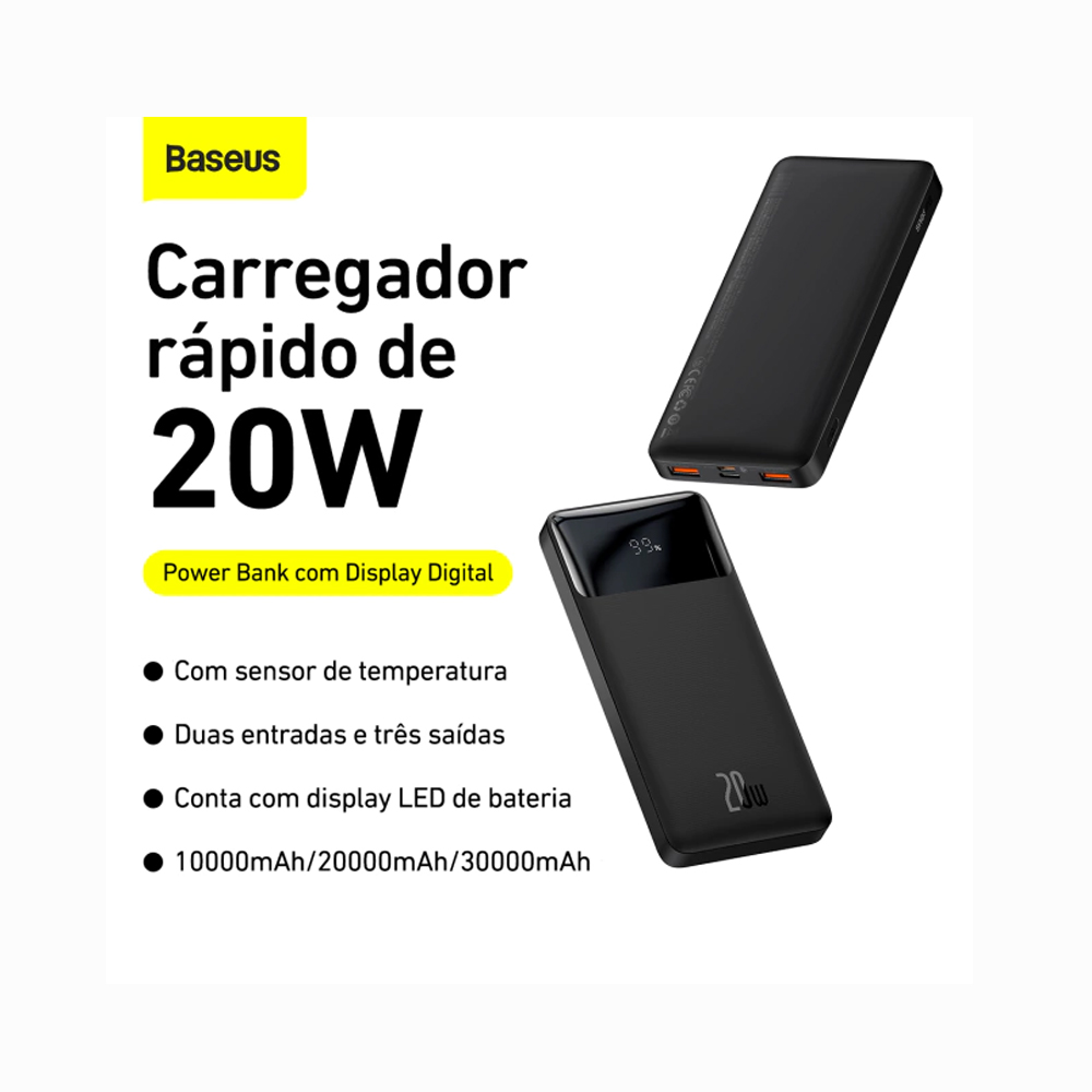 Carregador PowerBank Baseus 10000mah 20w